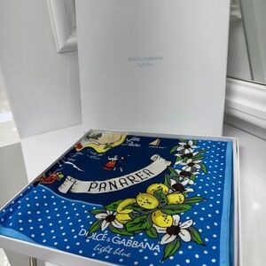New Dolce & Gabbana Light Blue “Panarea” Scarf with Box